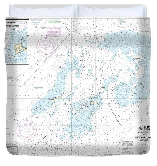 Nautical Chart 11438 Dry Tortugas, Tortugas Harbor Duvet Cover