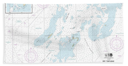 Nautical Chart-11438 Dry Tortugas, Tortugas Harbor - Bath Towel