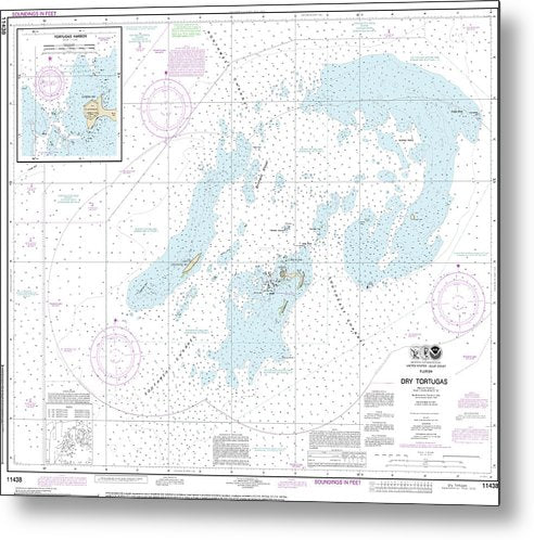A beuatiful Metal Print of the Nautical Chart-11438 Dry Tortugas, Tortugas Harbor - Metal Print by SeaKoast.  100% Guarenteed!