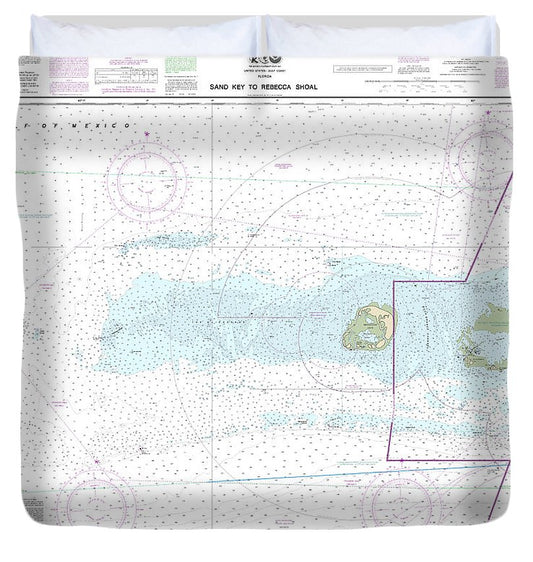 Nautical Chart 11439 Sand Key Rebecca Shoal Duvet Cover