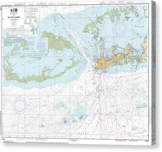 Nautical Chart-11441 Key West Harbor-Approaches Canvas Print