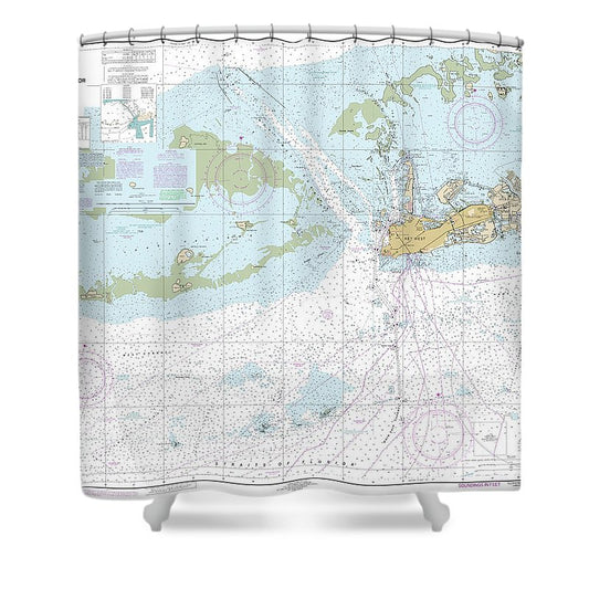 Nautical Chart 11441 Key West Harbor Approaches Shower Curtain