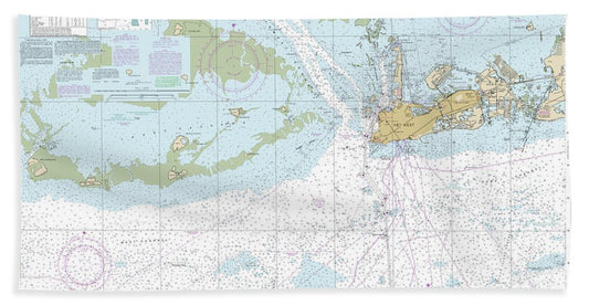 Nautical Chart-11441 Key West Harbor-approaches - Bath Towel