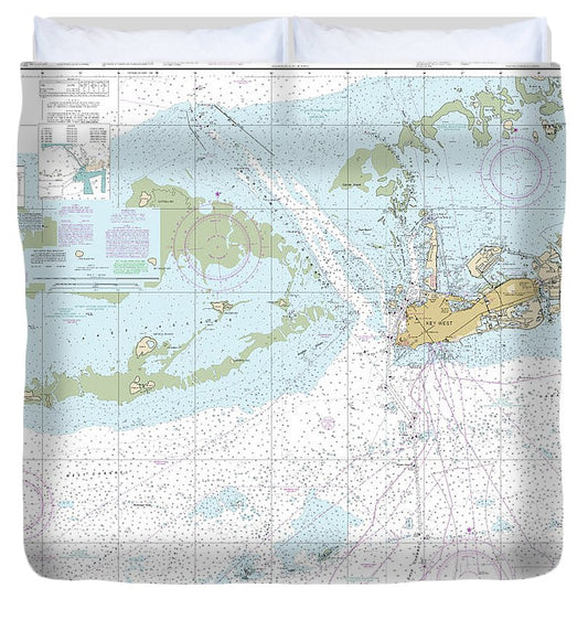 Nautical Chart 11441 Key West Harbor Approaches Duvet Cover