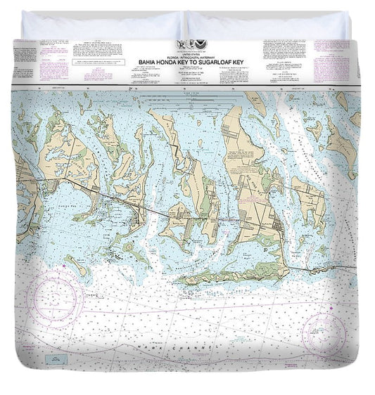 Nautical Chart 11445 Intracoastal Waterway Bahia Honda Key Sugarloaf Key Duvet Cover