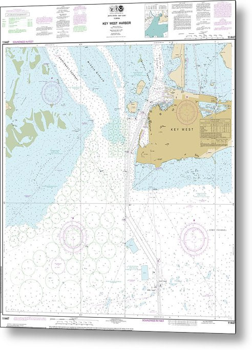 A beuatiful Metal Print of the Nautical Chart-11447 Key West Harbor - Metal Print by SeaKoast.  100% Guarenteed!