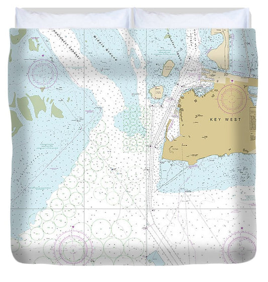 Nautical Chart 11447 Key West Harbor Duvet Cover