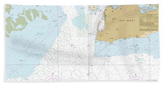 Nautical Chart-11447 Key West Harbor - Bath Towel