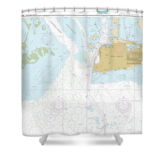 Nautical Chart 11447 Key West Harbor Shower Curtain