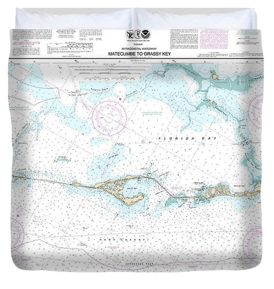 Nautical Chart 11449 Intracoastal Waterway Matecumbe Grassy Key Duvet Cover