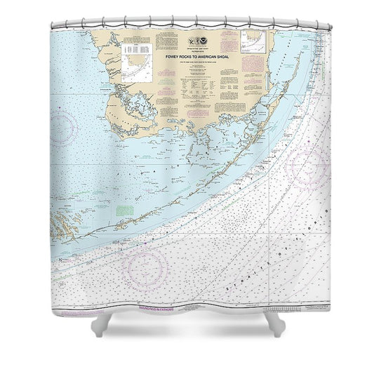 Nautical Chart 11450 Fowey Rocks American Shoal Shower Curtain