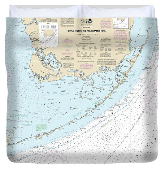 Nautical Chart 11450 Fowey Rocks American Shoal Duvet Cover