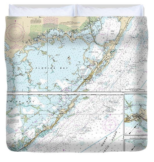 Nautical Chart 11451 Miami Marathon Florida Bay Duvet Cover