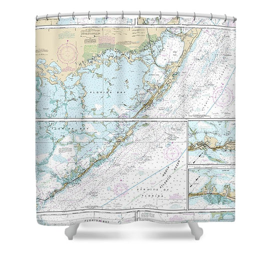 Nautical Chart 11451 Miami Marathon Florida Bay Shower Curtain