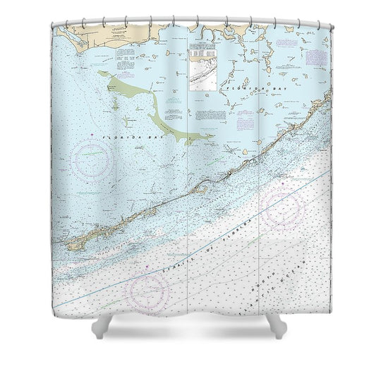 Nautical Chart 11452 Intracoastal Waterway Alligator Reef Sombrero Key Shower Curtain