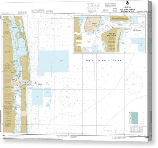 Nautical Chart-11459 Port-Palm Beach-Approaches Canvas Print