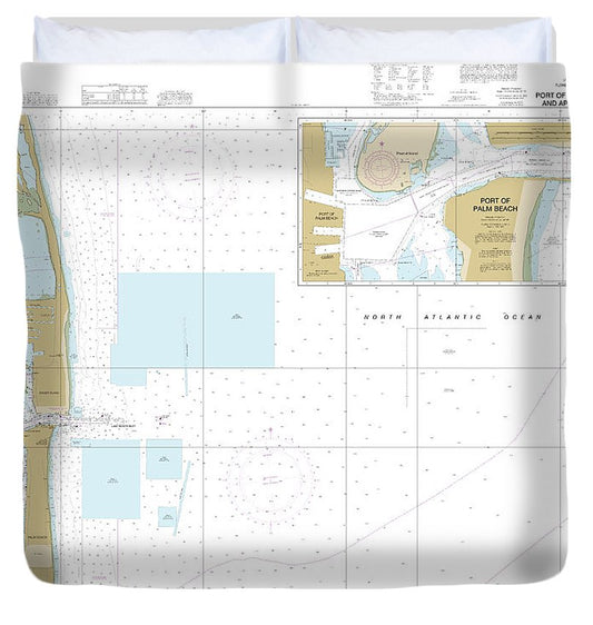 Nautical Chart 11459 Port Palm Beach Approaches Duvet Cover