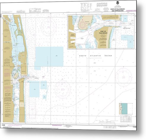 A beuatiful Metal Print of the Nautical Chart-11459 Port-Palm Beach-Approaches - Metal Print by SeaKoast.  100% Guarenteed!