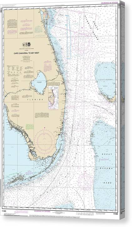 Nautical Chart-11460 Cape Canaveral-Key West Canvas Print