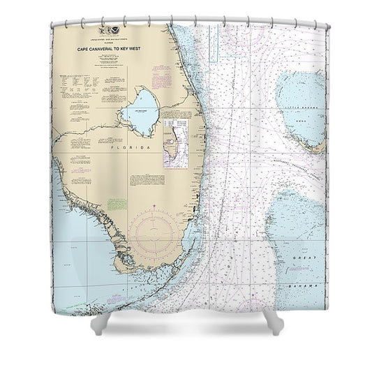 Nautical Chart 11460 Cape Canaveral Key West Shower Curtain
