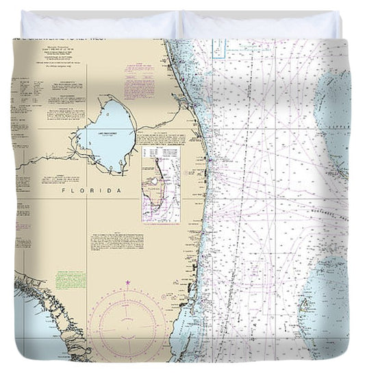 Nautical Chart 11460 Cape Canaveral Key West Duvet Cover