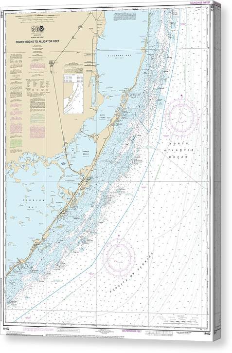 Nautical Chart-11462 Fowey Rocks-Alligator Reef Canvas Print