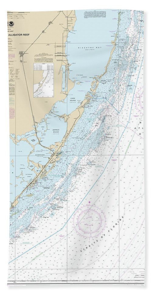 Nautical Chart-11462 Fowey Rocks-alligator Reef - Bath Towel