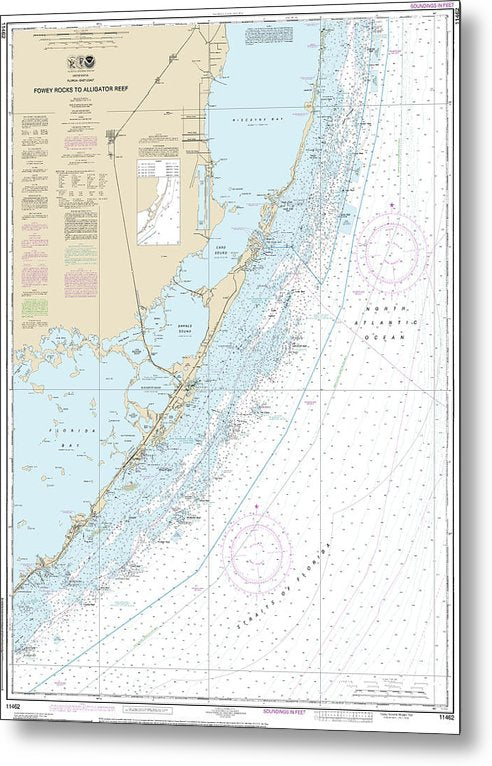 A beuatiful Metal Print of the Nautical Chart-11462 Fowey Rocks-Alligator Reef - Metal Print by SeaKoast.  100% Guarenteed!