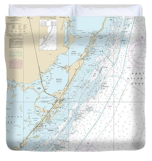 Nautical Chart 11462 Fowey Rocks Alligator Reef Duvet Cover