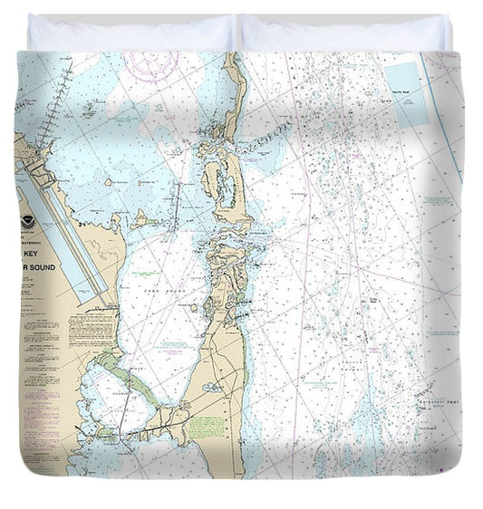 Nautical Chart 11463 Intracoastal Waterway Sands Key Blackwater Sound Duvet Cover