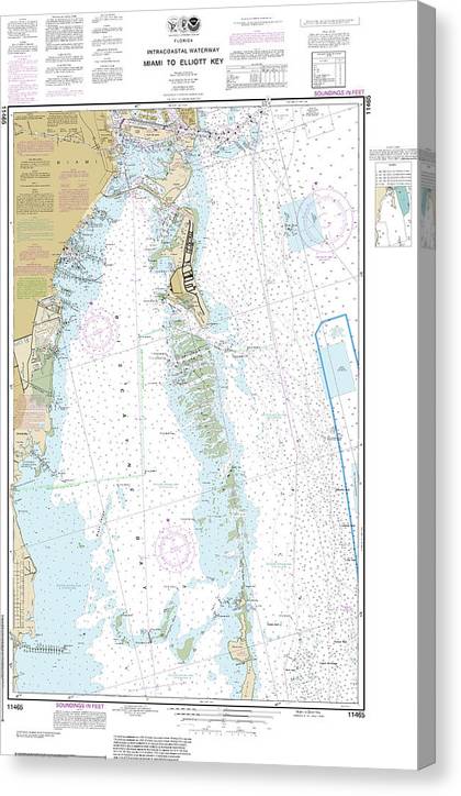 Nautical Chart-11465 Intracoastal Waterway Miami-Elliot Key Canvas Print