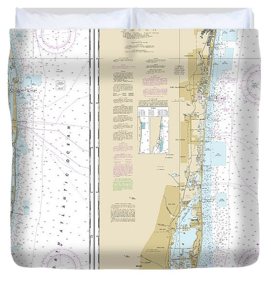 Nautical Chart 11466 Jupiter Inlet Fowey Rocks, Lake Worth Inlet Duvet Cover