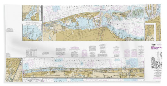 Nautical Chart-11467 Intracoastal Waterway West Palm Beach-miami - Bath Towel
