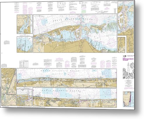 A beuatiful Metal Print of the Nautical Chart-11467 Intracoastal Waterway West Palm Beach-Miami - Metal Print by SeaKoast.  100% Guarenteed!