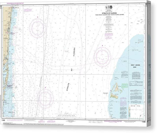 Nautical Chart-11469 Straits-Florida Fowey Rocks, Hillsboro Inlet-Bimini Islands, Bahamas Canvas Print