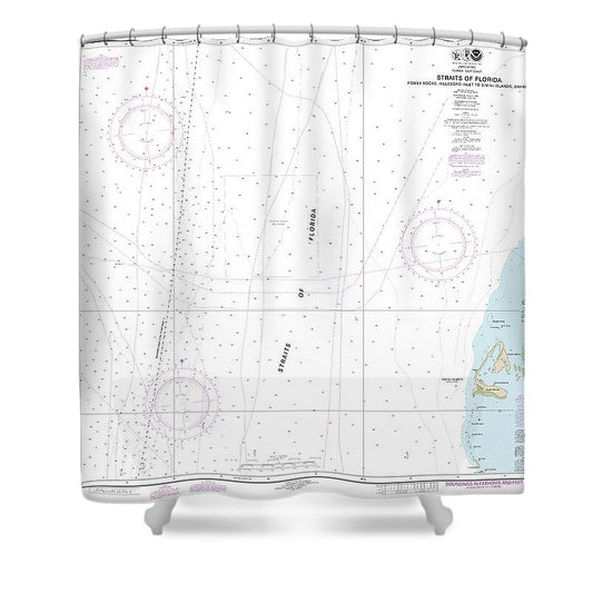 Nautical Chart 11469 Straits Florida Fowey Rocks, Hillsboro Inlet Bimini Islands, Bahamas Shower Curtain