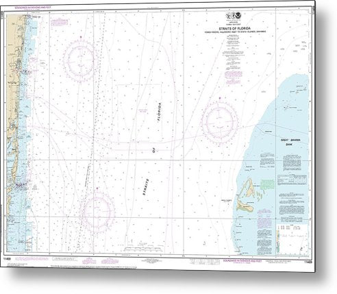 A beuatiful Metal Print of the Nautical Chart-11469 Straits-Florida Fowey Rocks, Hillsboro Inlet-Bimini Islands, Bahamas - Metal Print by SeaKoast.  100% Guarenteed!