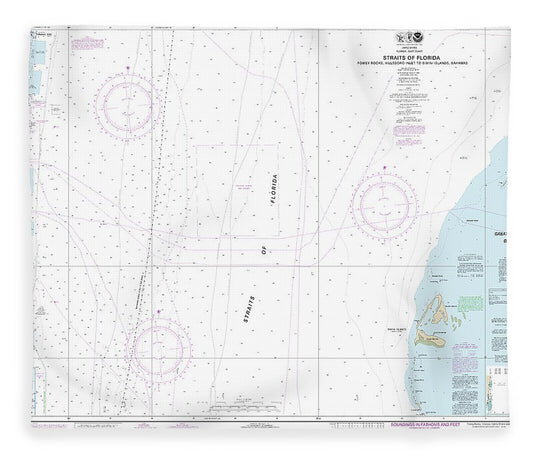 Nautical Chart 11469 Straits Florida Fowey Rocks, Hillsboro Inlet Bimini Islands, Bahamas Blanket