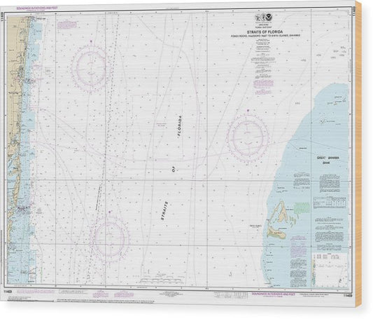 Nautical Chart-11469 Straits-Florida Fowey Rocks, Hillsboro Inlet-Bimini Islands, Bahamas Wood Print