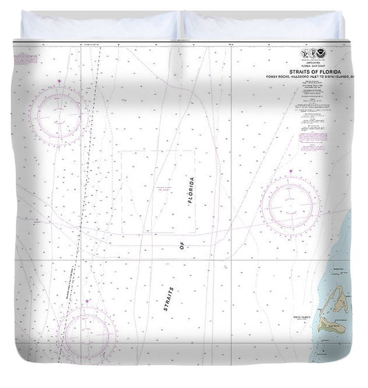 Nautical Chart 11469 Straits Florida Fowey Rocks, Hillsboro Inlet Bimini Islands, Bahamas Duvet Cover