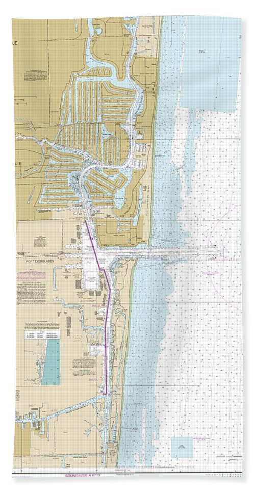 Nautical Chart-11470 Fort Lauderdale Port Everglades - Bath Towel