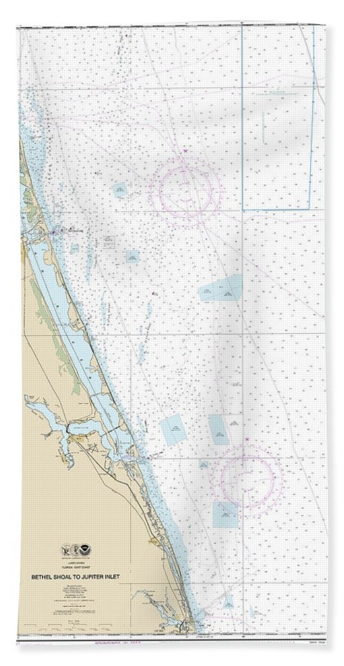 Nautical Chart-11474 Bethel Shoal-jupiter Inlet - Beach Towel