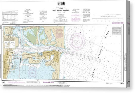 Nautical Chart-11475 Fort Pierce Harbor Canvas Print