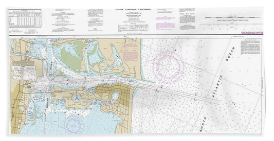Nautical Chart-11475 Fort Pierce Harbor - Bath Towel