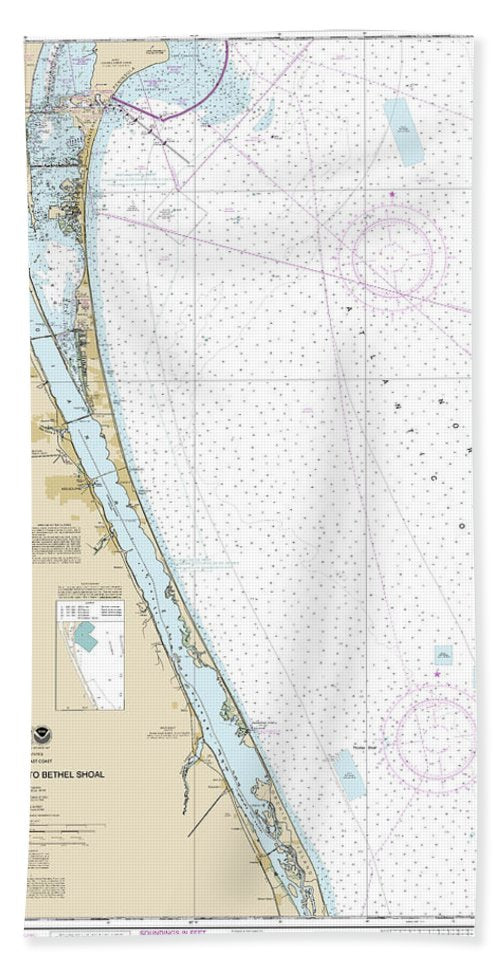 Nautical Chart-11476 Cape Canaveral-bethel Shoal - Bath Towel