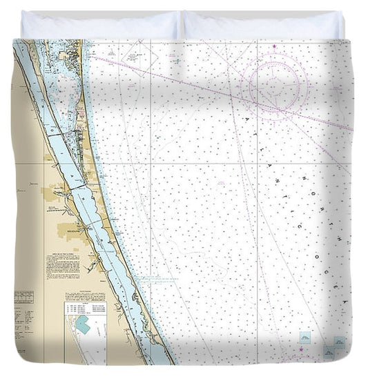 Nautical Chart 11476 Cape Canaveral Bethel Shoal Duvet Cover
