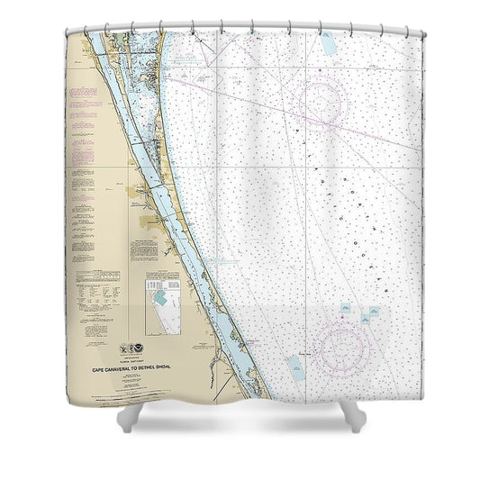 Nautical Chart 11476 Cape Canaveral Bethel Shoal Shower Curtain