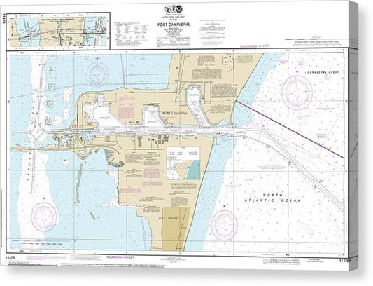 Nautical Chart-11478 Port Canaveral, Canaveral Barge Canal Extension Canvas Print