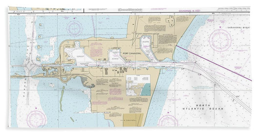 Nautical Chart-11478 Port Canaveral, Canaveral Barge Canal Extension - Beach Towel