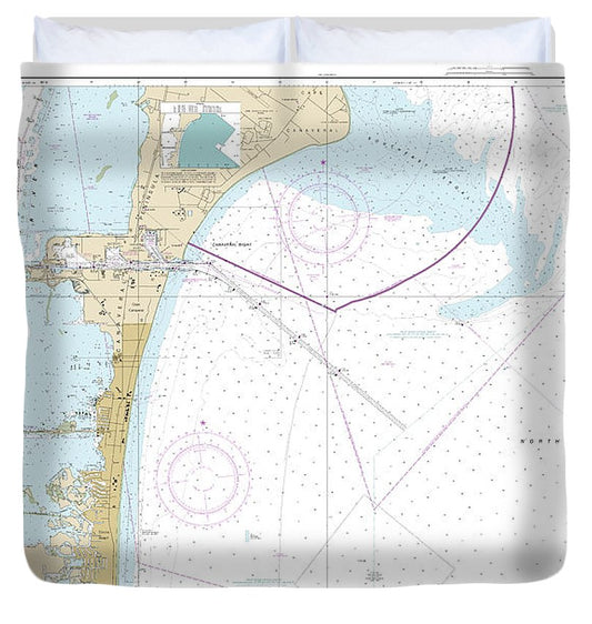 Nautical Chart 11481 Approaches Port Canaveral Duvet Cover